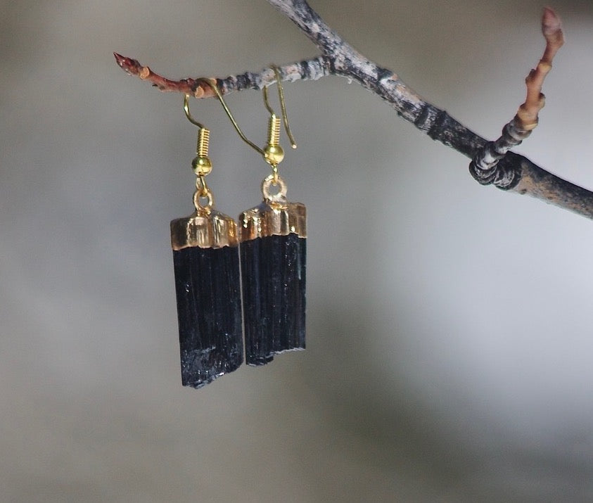 Raw Gemstone Dangle Earrings