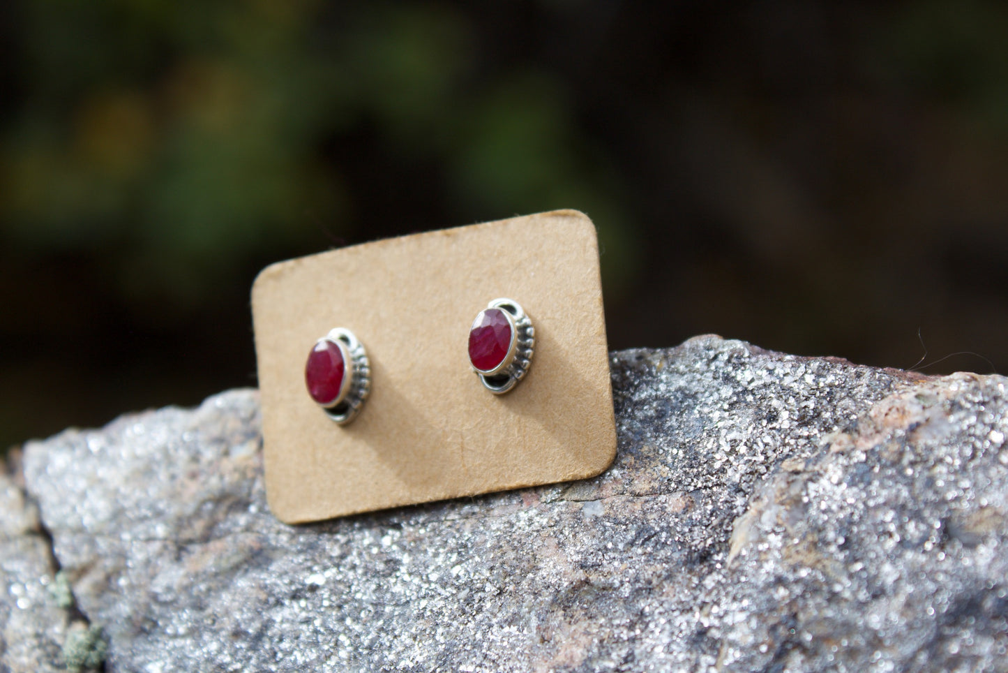 Faceted Gemstone Stud Earrings