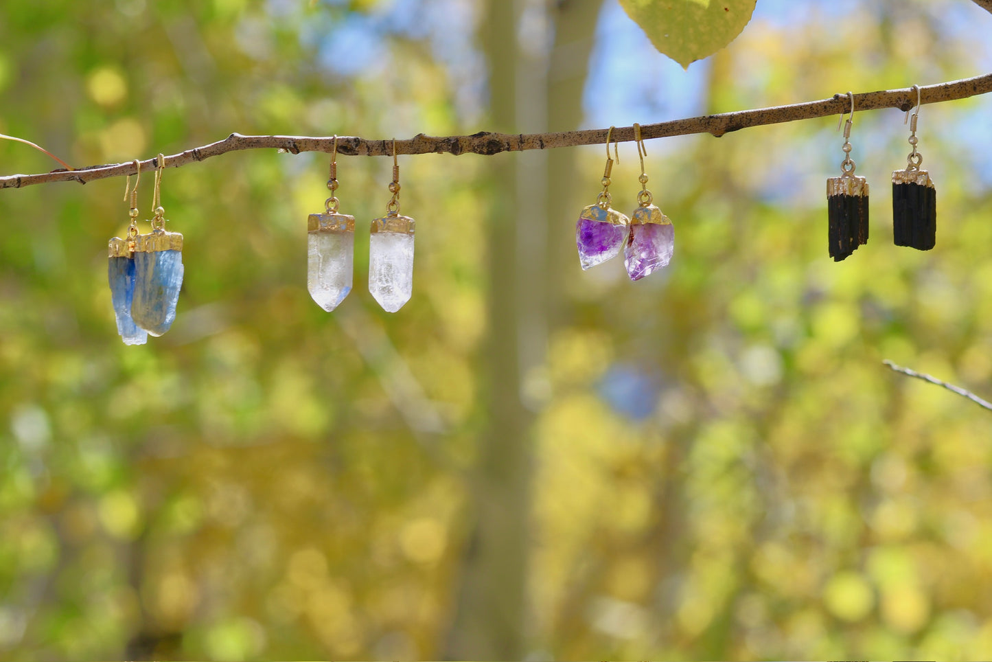 Raw Gemstone Dangle Earrings