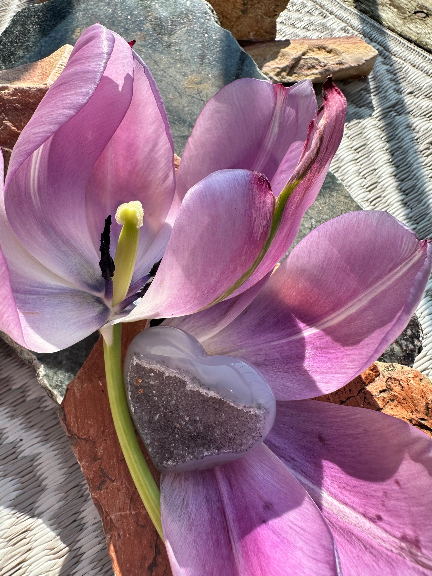 Polished Agate Amethyst Hearts