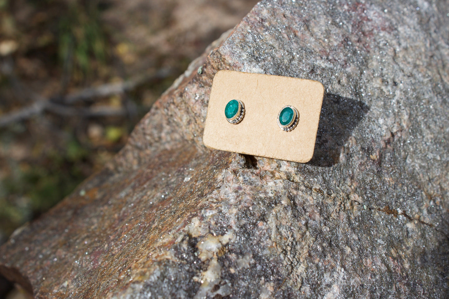 Faceted Gemstone Stud Earrings