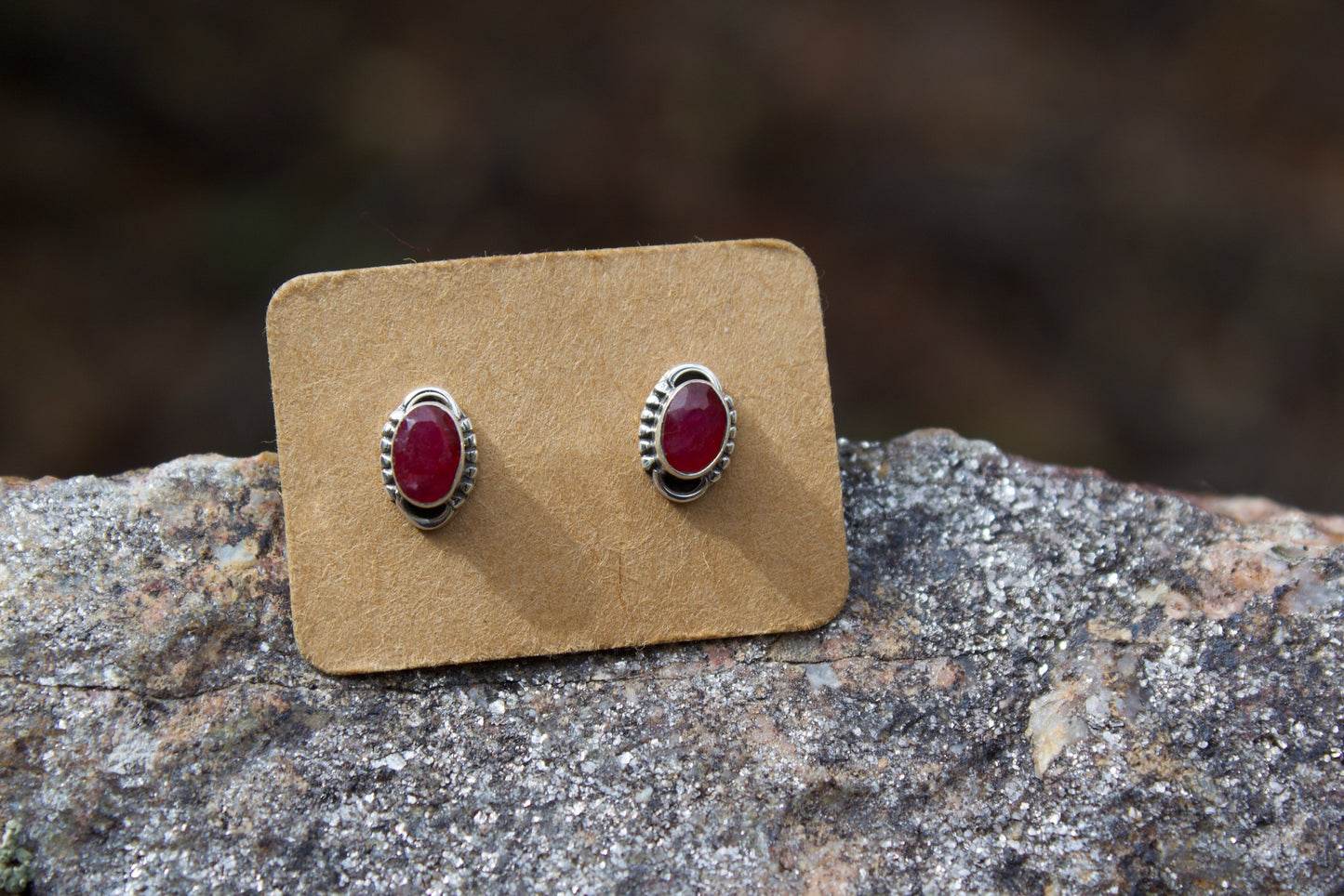 Faceted Gemstone Stud Earrings