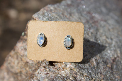 Faceted Gemstone Stud Earrings