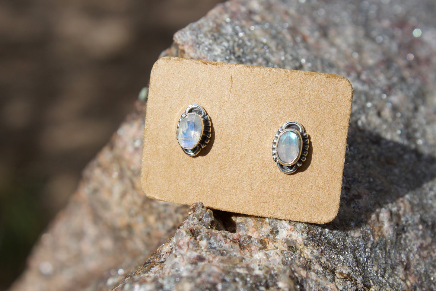 Faceted Gemstone Stud Earrings