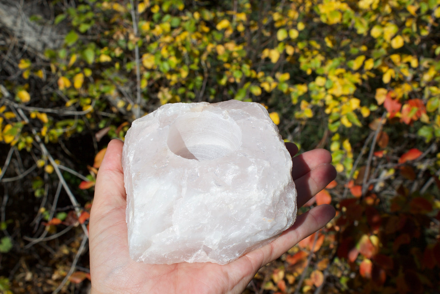 Rose Quartz Candle Holder